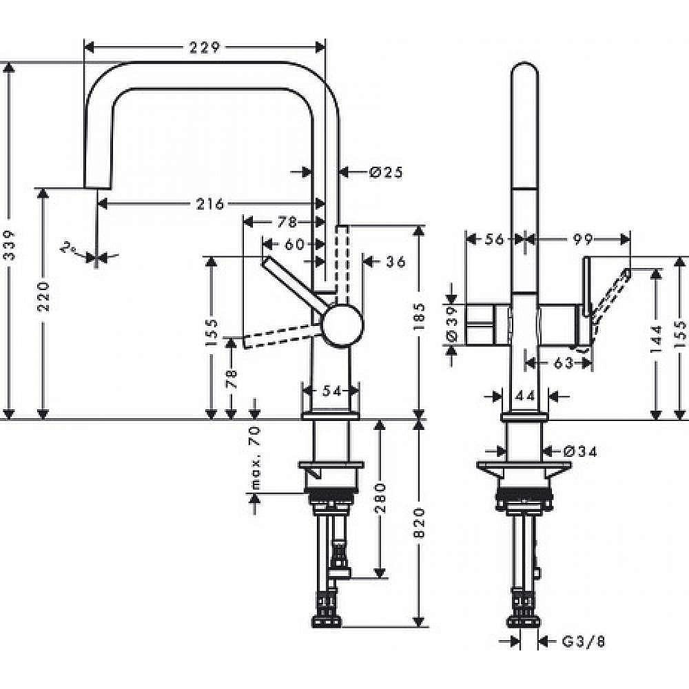Смеситель для кухни Hansgrohe Talis M54 220 72807800 купить в интернет-магазине сантехники Sanbest