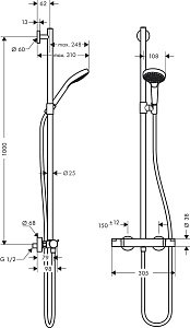 Смеситель для душа Hansgrohe Croma Select S SemiPipe Multi 27247400 купить в интернет-магазине сантехники Sanbest