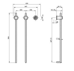 Полотенцесушитель электрический встраиваемый WONZON & WOGHAND LEIPZIG, Черный матовый (WW-AL3621-MB) купить в интернет-магазине сантехники Sanbest