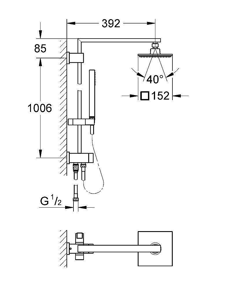 Душевая система Grohe Euphoria Cube System 27696 000 купить в интернет-магазине сантехники Sanbest