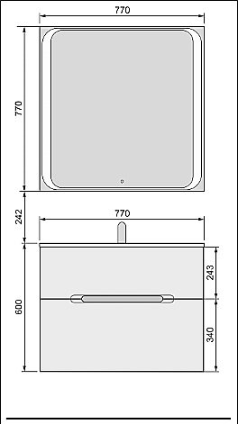 Зеркало Jorno Modul Mоl.02.77/W 77x77 в ванную от интернет-магазине сантехники Sanbest