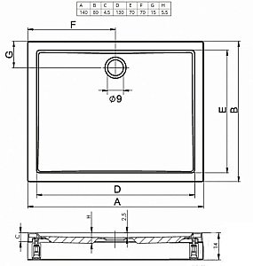 Душевой поддон Riho Davos 290 140x80 D002003005 белый купить в интернет-магазине Sanbest