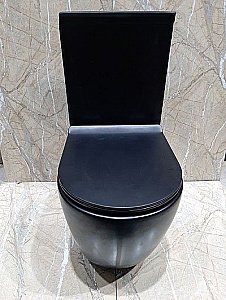 Унитаз напольный CeramaLux 2166MB черный матовый, безободковый, с бачком, с крышкой микролифт купить в интернет-магазине Sanbest