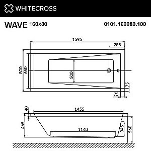 Гидромассажная ванна WhiteCross Wave 160x80 SMART NANO хром купить в интернет-магазине Sanbest