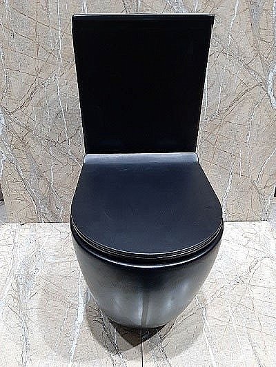 Унитаз напольный CeramaLux 2166MB черный матовый, безободковый, с бачком, с крышкой микролифт купить в интернет-магазине Sanbest