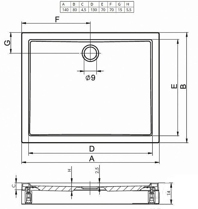 Душевой поддон Riho Davos 290 140x80 D002003005 белый купить в интернет-магазине Sanbest