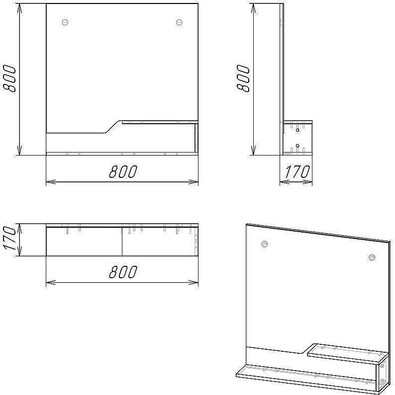 Зеркало Grossman Лайф 208008 80 винтажное дерево/графит в ванную от интернет-магазине сантехники Sanbest