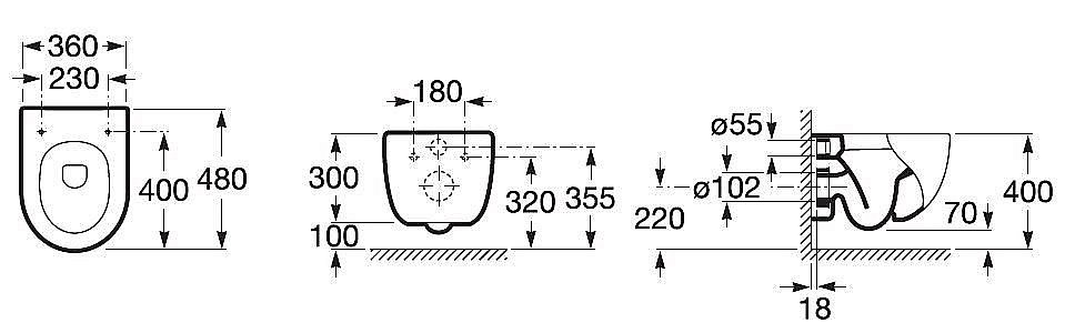 Унитаз подвесной Roca Meridian 893104110 с инсталляцией, с крышкой микролифт купить в интернет-магазине Sanbest