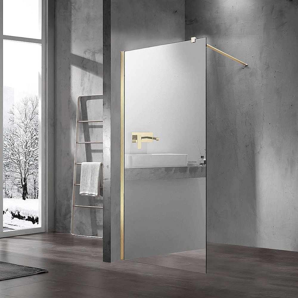 Душевое ограждение Vincea Walk-In VSW-1H100MRG 100 стекло зеркальное/профиль золото матовое купить в интернет-магазине Sanbest