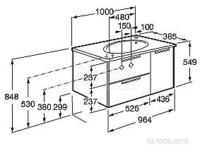 Тумба с раковиной Roca Etna 857302806 100 белый глянец для ванной в интернет-магазине Sanbest