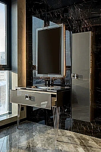 Консоль с раковиной Armadi Art LUCIDO 80 глянцевый графит для ванной в интернет-магазине сантехники Sanbest