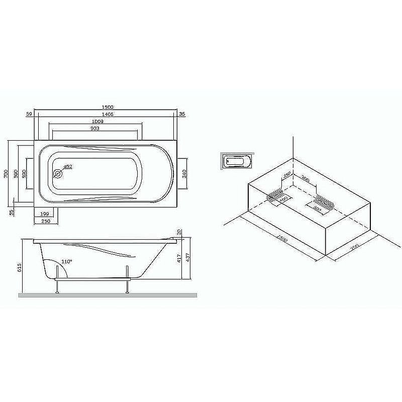 Ванна акриловая AM.PM Sense W75A-150-070W-KL 150х70 купить в интернет-магазине Sanbest