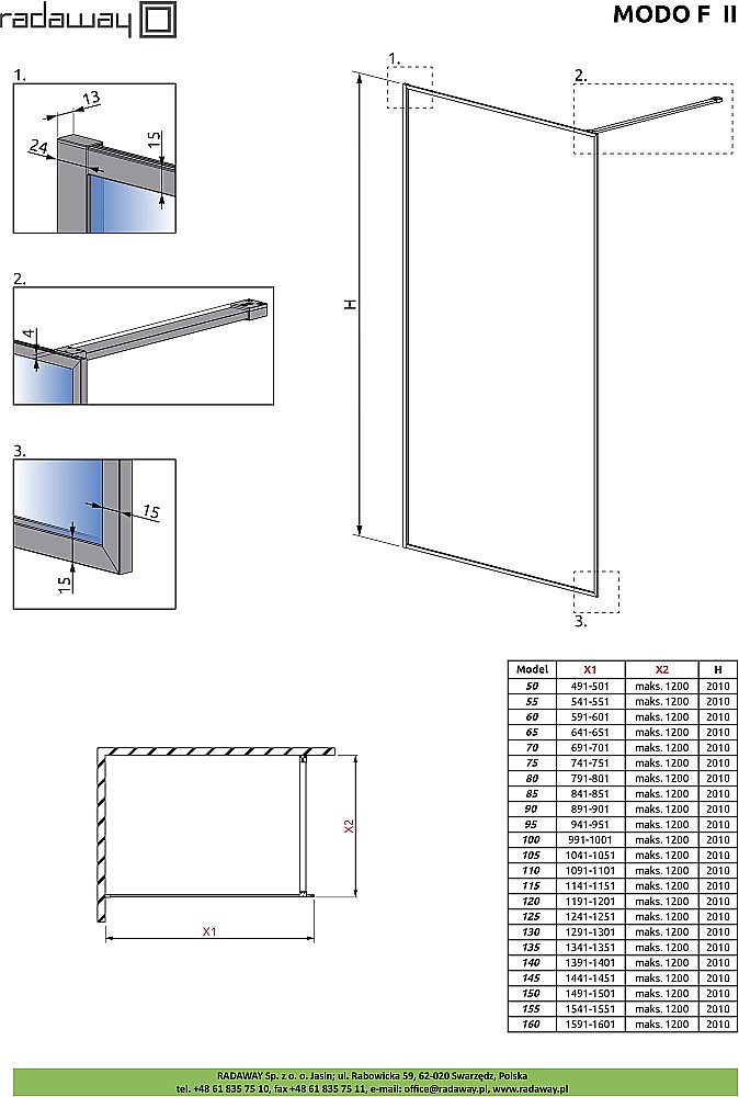 Душевое ограждение Radaway Modo F Brushed Nickel II 85 10409085-91-01 стекло прозрачное/профиль брашированный никель купить в интернет-магазине Sanbest