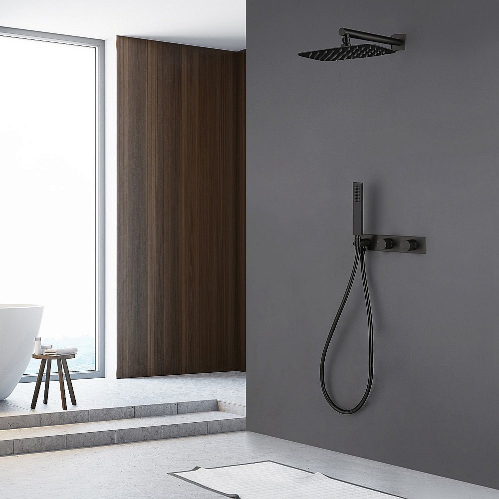 Душевая система Abber Rund AF8718B черная матовая купить в интернет-магазине сантехники Sanbest