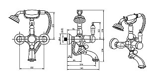 Смеситель для ванны Boheme Tradizionale Nero 243 купить в интернет-магазине сантехники Sanbest