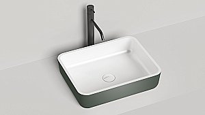 Раковина накладная Salini GLORIA 09 1102209MRH 47,5 из искусственного камня S-Stone, белая матовая, цвет по RAL снаружи купить в интернет-магазине Sanbest