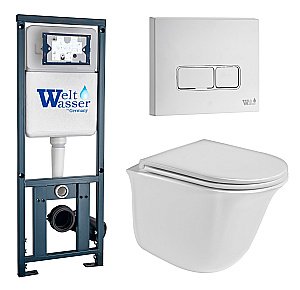 Унитаз с инсталляцией WeltWasser MARBERG 410 + TELBACH 004 GL-WT + MAR 410 SE GL-WT купить в интернет-магазине Sanbest