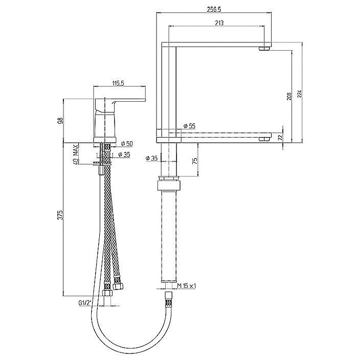 Смеситель для кухни PAINI Arena 92CR569/5822FKM хром купить в интернет-магазине сантехники Sanbest