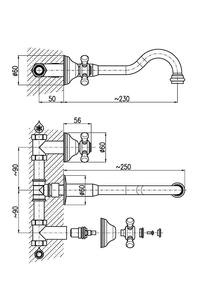 Смеситель для раковины Rav-Slezak MORAVA RETRO MK531SM купить в интернет-магазине сантехники Sanbest