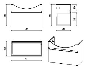 Тумба с раковиной Misty Монро - 75 Э-Мнр01075-011Я белая для ванной в интернет-магазине Sanbest