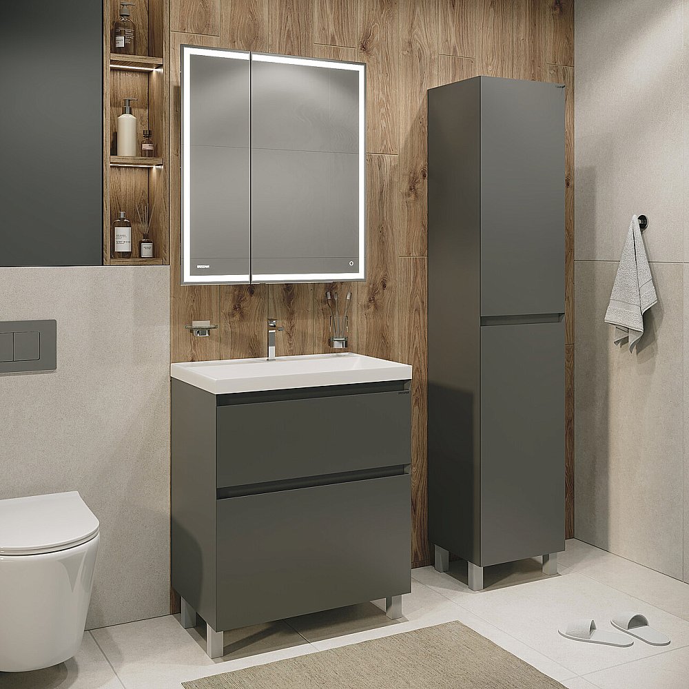 Пенал напольный Grossman Меркадо 40 304083 графит матовый для ванной в интернет-магазине сантехники Sanbest