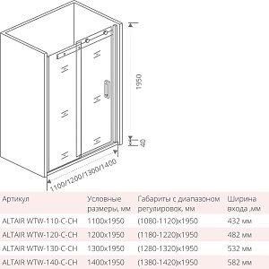 Душевой угол Good door ALTAIR WTW+SP 140x90 купить в интернет-магазине Sanbest