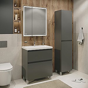 Пенал напольный Grossman Меркадо 40 304083 графит матовый для ванной в интернет-магазине сантехники Sanbest