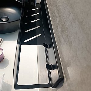 Полка Aquanet Магнум 274189 50 черная матовая, с крючками купить в интернет-магазине сантехники Sanbest