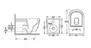 Унитаз подвесной Cezares CZR-38088-49-TH-TOR/SC белый, безободковый, с крышкой микролифт, слив Торнадо купить в интернет-магазине Sanbest