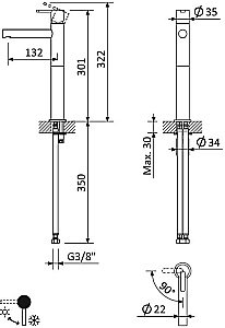 Смеситель для раковины Cezares LEAF-LC1-L-SS Sunset купить в интернет-магазине сантехники Sanbest