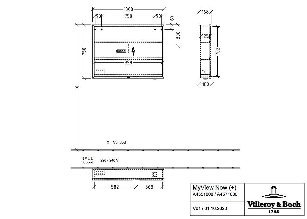 Зеркальный шкаф Villeroy&Boch My View Now A4551000 100x75 купить в интернет-магазине сантехники Sanbest