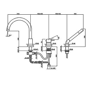 Смеситель для ванны Cisal LESS LN00126040 черный матовый купить в интернет-магазине сантехники Sanbest