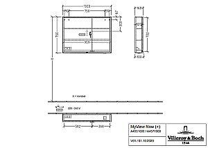 Зеркальный шкаф Villeroy&Boch My View Now A4551000 100x75 купить в интернет-магазине сантехники Sanbest