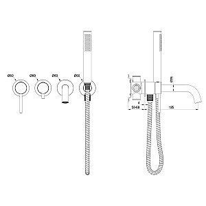 Смеитель для ванны Oliveeka Y OL-889017-MB черный матовый купить в интернет-магазине сантехники Sanbest