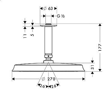 Верхний душ Hansgrohe Raindance Classic AIR 27405000 хром купить в интернет-магазине сантехники Sanbest