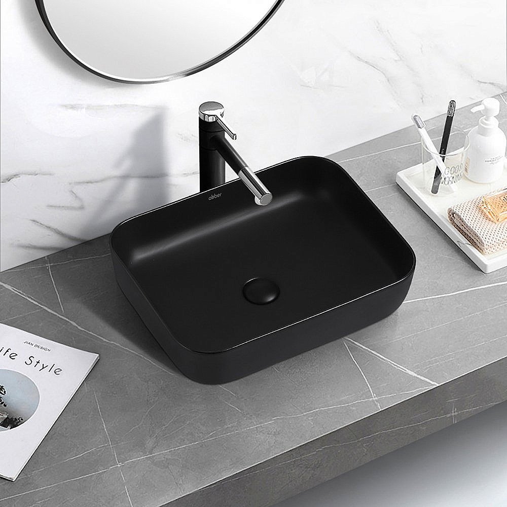 Раковина накладная ABBER Rechteck AC2202MB черная матовая купить в интернет-магазине Sanbest