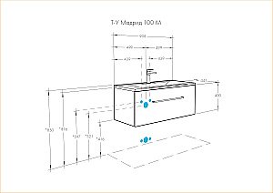 Тумба с раковиной Акватон Мадрид М 1 ящик/Премьер М 100 белая глянцевая для ванной в интернет-магазине Sanbest