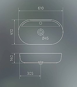 Раковина накладная Gid Lago 61 Bs1346 54466 черный мрамор купить в интернет-магазине Sanbest