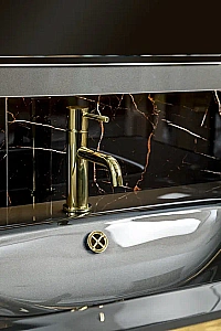 Консоль с раковиной Armadi Art LUCIDO 80 глянцевый графит для ванной в интернет-магазине сантехники Sanbest