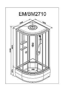 Душевая кабина DTO Серия ЕМ ЕМ2710 LED 100x100 купить в интернет-магазине Sanbest