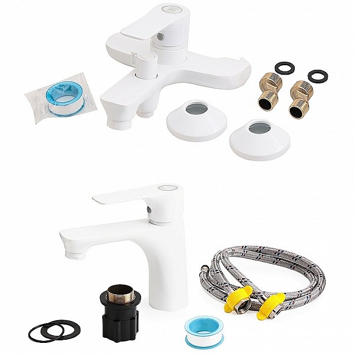 Набор смесителей Orange Aristo M19-311W белый купить в интернет-магазине сантехники Sanbest