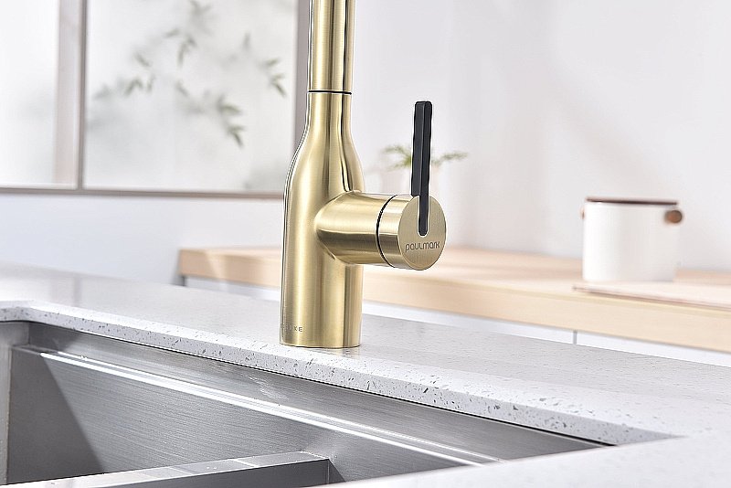 Смеситель для кухни Paulmark Universal Un213880-LG светлое золото купить в интернет-магазине сантехники Sanbest