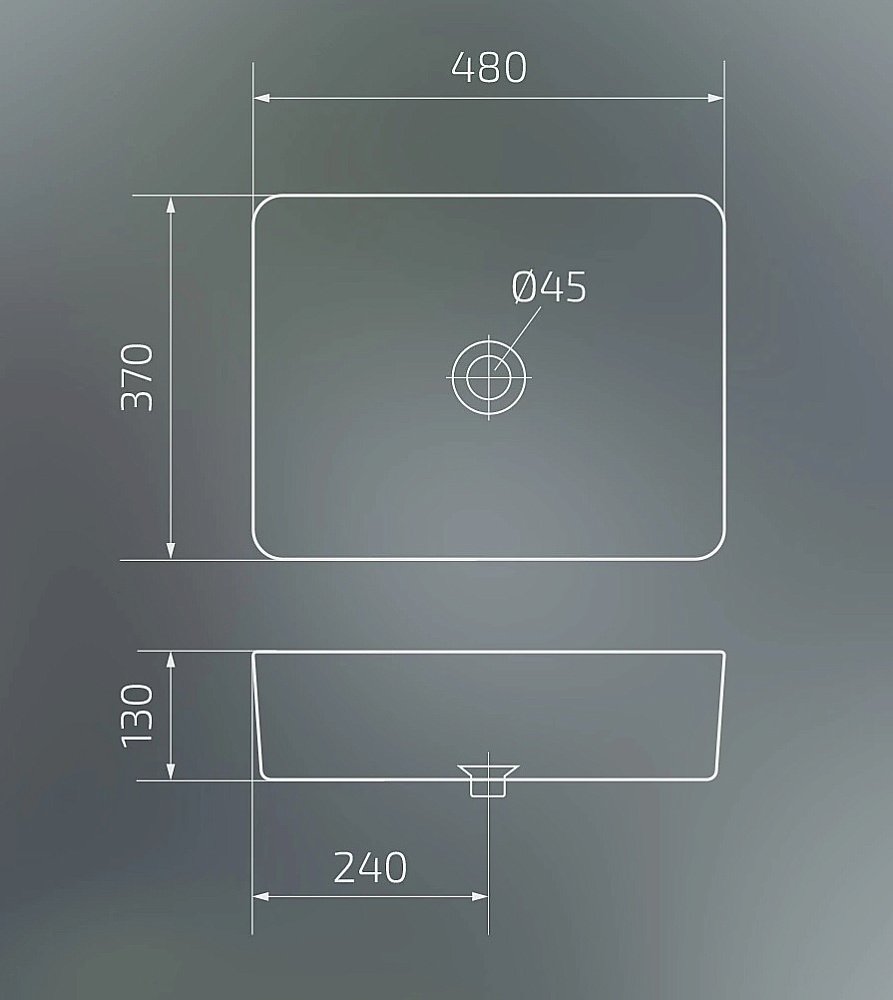 Раковина накладная Gid Geometrico 48 N9103 51120 белая купить в интернет-магазине Sanbest