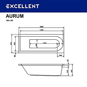 Ванна акриловая Excellent Aurum LUX WAEX.AUR18.LUX.CR 180x80 белая с гидромассажем купить в интернет-магазине Sanbest