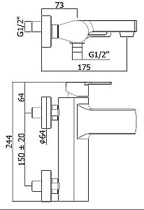 Смеситель для ванны Paffoni Ringo RIN022NO купить в интернет-магазине сантехники Sanbest