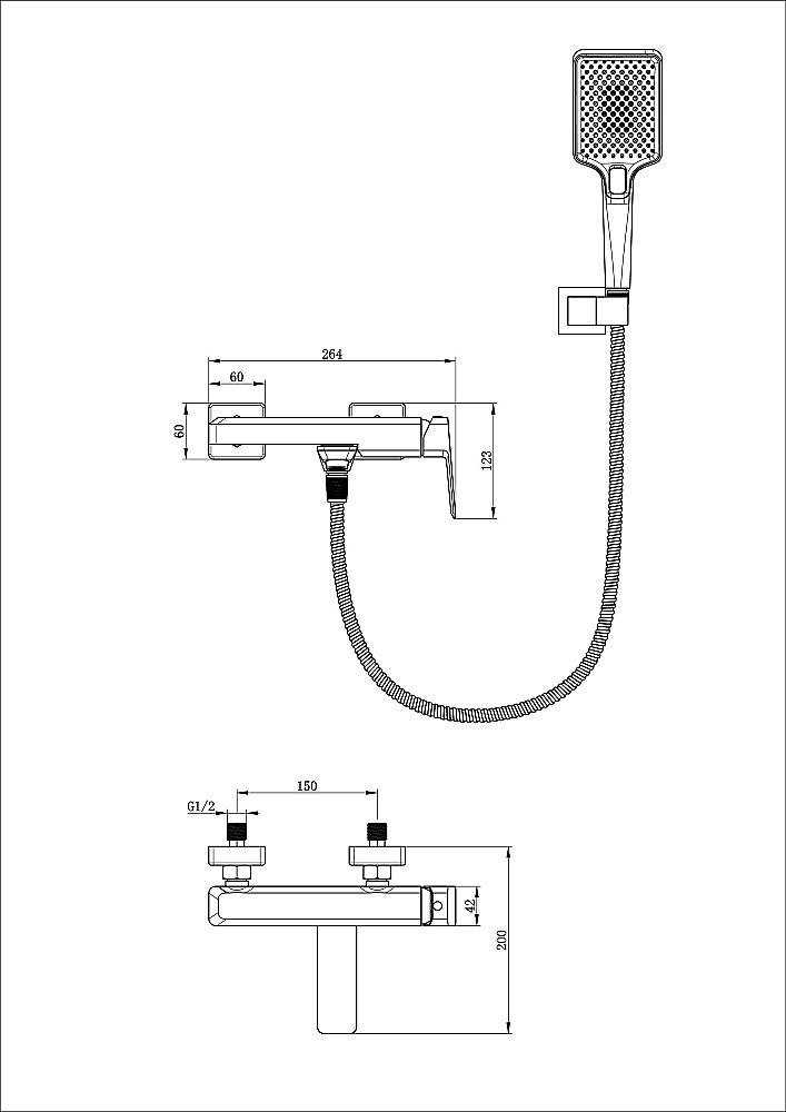 Смеситель для ванны с душем WONZON & WOGHAND DIAMOND, Брашированное золото (WW-88639011- BG) купить в интернет-магазине сантехники Sanbest