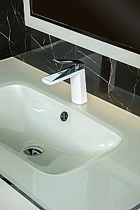 Консоль с раковиной Armadi Art LUCIDO WHITE 100 жемчужный белый для ванной в интернет-магазине сантехники Sanbest