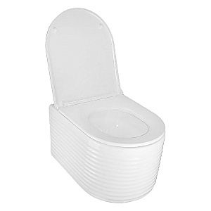 Унитаз подвесной Azario Luzio AZ-098-UQ белый, безободковый, с крышкой микролифт, слив торнадо купить в интернет-магазине Sanbest