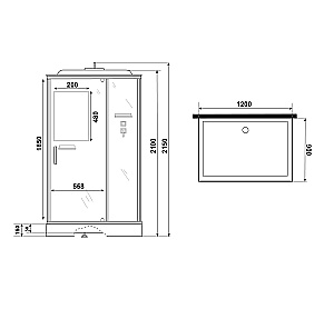 Душевая кабина Niagara Standart ST120/90/15Q/BL 120х90 профиль черный матовый/стекло прозрачное купить в интернет-магазине Sanbest