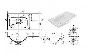 Тумба с раковиной подвесная Эстет Barcelona 90 белый 3 ящика и 1 дверь для ванной в интернет-магазине Sanbest